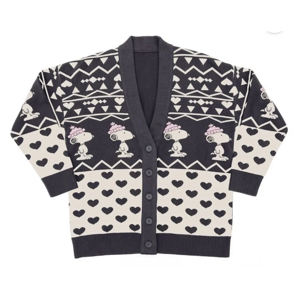 Peanuts Snoopy Button Cardigan - Picture 1 of 5